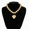 Chargances Charm Gold Heart Pendant Choker Fashion Chunky Beaded Chain