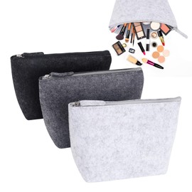 3 Stück Filz Kosmetiktasche,Große Größe Make Up Tasche mit Reißverschluss,Reise Rohlinge Kulturbeutel zum Beplotten Tasche,Schminktasche Kosmetikbeutel Multifunktion Filztasche(24 x 15 x 6 cm)
