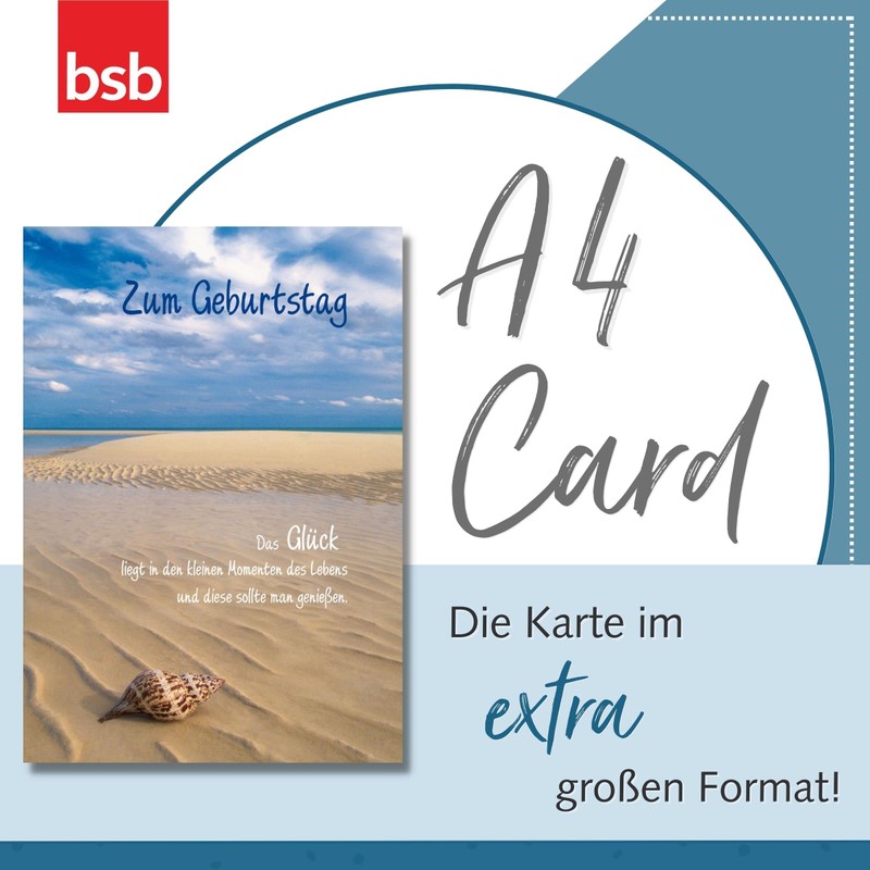BSB 510526-2 Greeting Card, Birthday Card, Beach, A4 Size "Sand