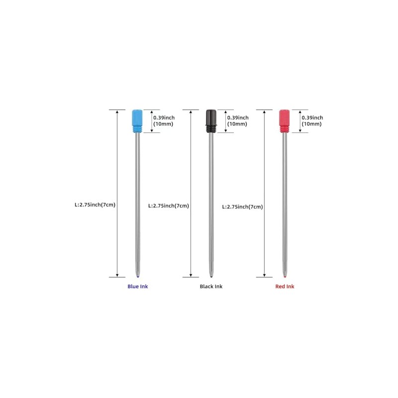 RANBOS 4-in-1 Four-Color Multifunctional Pen Refill, Black/Red/Blue Ballpoint Pen Refill,Great