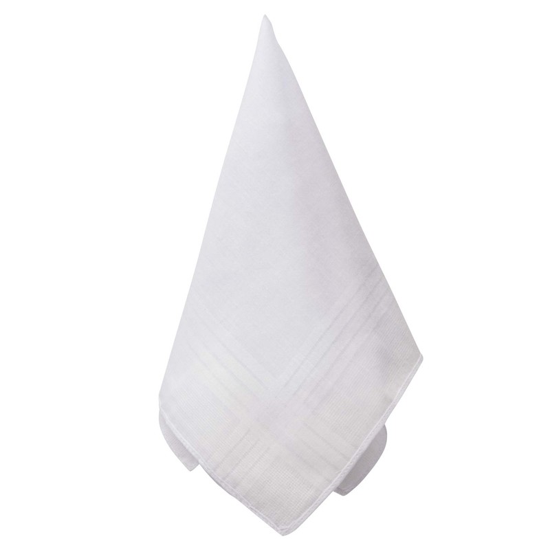 Perry Ellis 12 Pack Handkerchief (Permanent Press White with Satin
