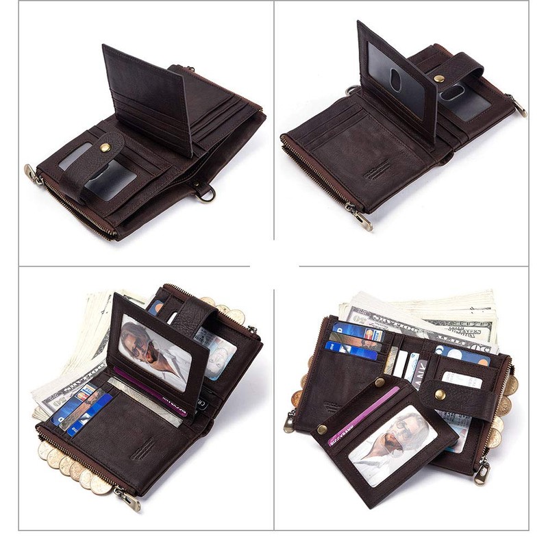 Leather Mens Wallet RFID Blocking Soft Genuine Gents Wallet with