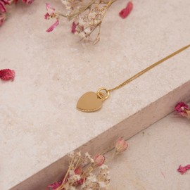 Tuscany Silver Women's Sterling Silver Yellow Gold Plated 12mm x 20mm Polished Heart Pendant on Sterling Silver Yellow Gold Plated Curb Chain 46cm/18