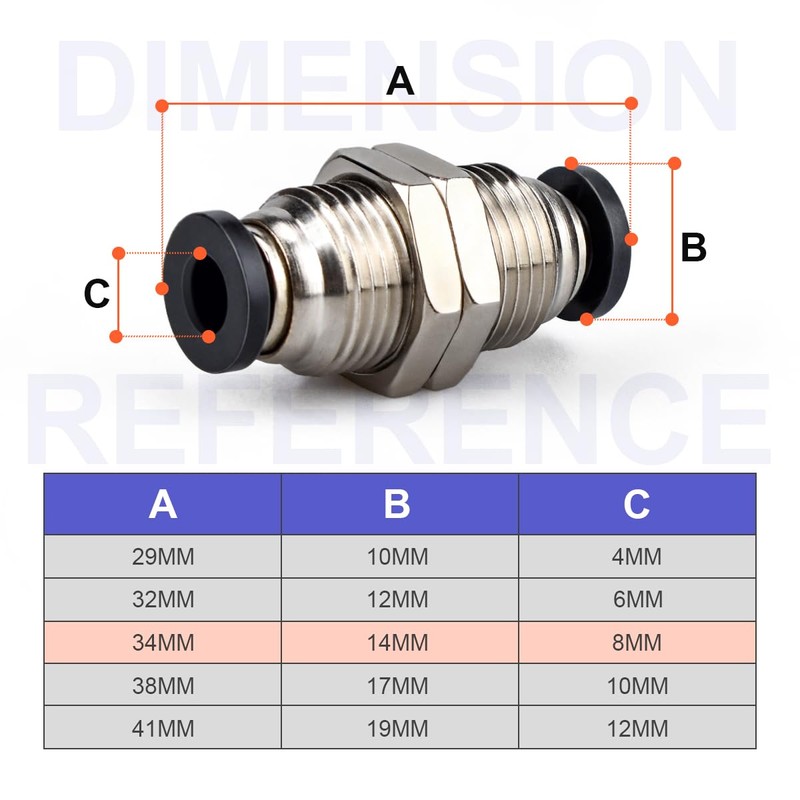 Bwintech 5 Pcs 8mm Bulkhead Union x 8mm Tube OD