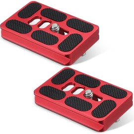 Frienda 2 Pieces Metal Quick Release Plate with 1/4''-20 Camera Screw Tripod Mount Plate Fits Standard for DSLR Camera Tripod Ball Head(Red,PU60)