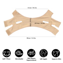 Dokpav Banda Facial Adelgazante En Forma De V, Correa Adelgazamiento Facial, Mascarilla Facial Adelgazante, Máscara V doble reductor de barbilla, Reduce el Vendaje de la Barbilla Doble (M)