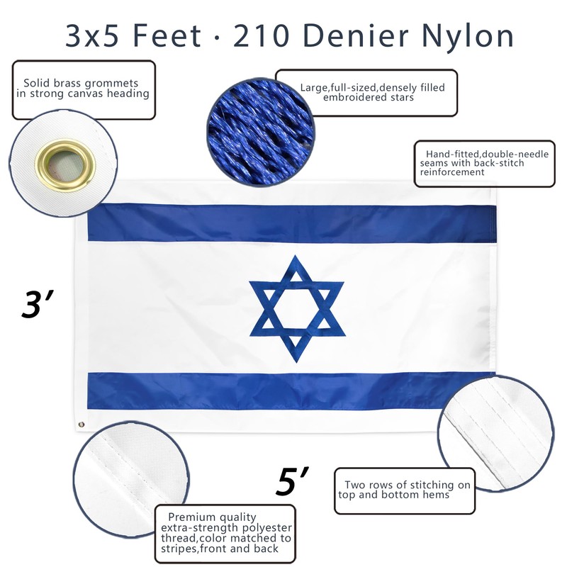 Anley EverStrong Series Israel Flag 3x5 Foot Heavy Duty Nylon