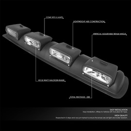 DNA MOTORING FL-ZTL-359-CH Universal Roof Mounted Fog Light with Wiring Harness & Interior Switch,Vertical Adjustable Beam Angle,Clear Lens