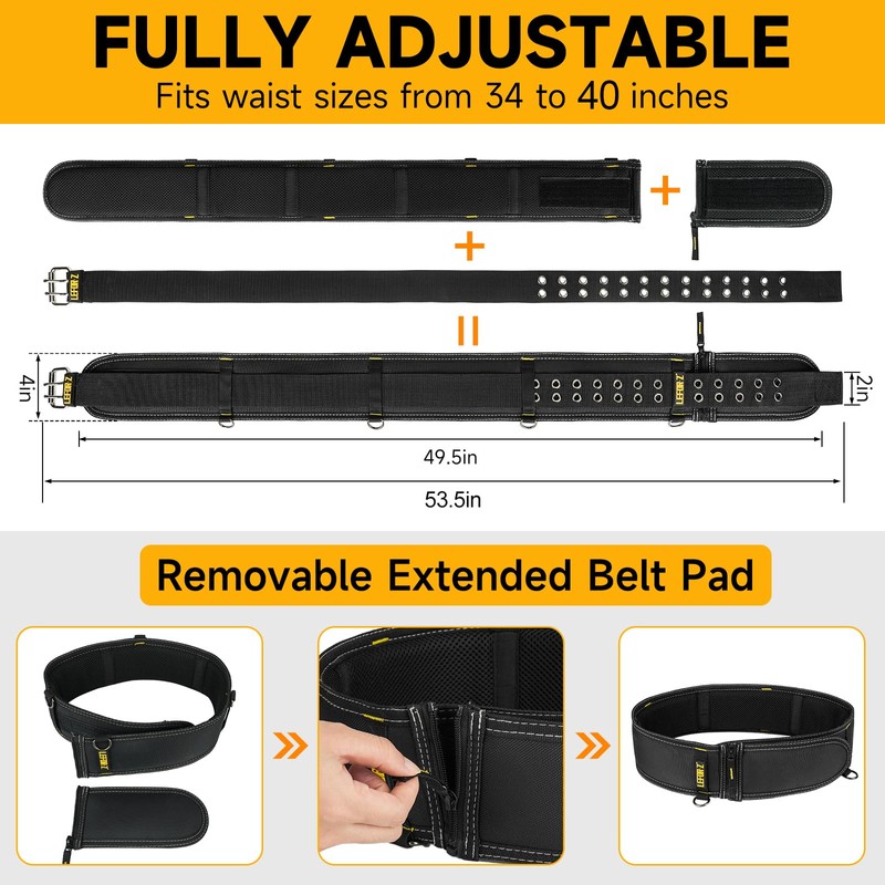 4-Inch Padded Tool Belt,Heavy Duty Tool Belts for Men with