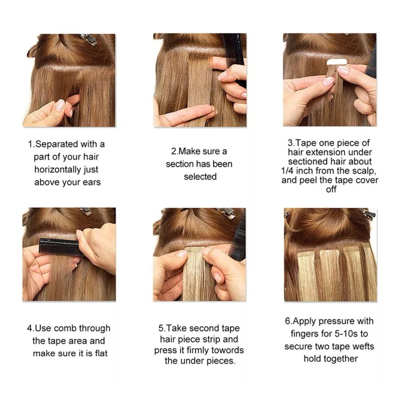 Aison Extensiones Cabello Humano 14in 30gr Castaño Oscuro