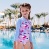 Girls Long Sleeve Rash Guard One Piece Swimsuits Zipper Front