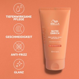 Wella Professionals Invigo Nutri Enrich Frizz Control Cream Leave-in Hair Treatment - Moisturising Hair Cream with Vitamin E - Instant Deep Hair Care for Broken Hair - 150 ml