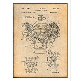 Studio 21 Graphix 1954 Chrysler 426 Hemi V8 Engine Patent Print Art Poster UNFRAMED Parchment 18" X 24"