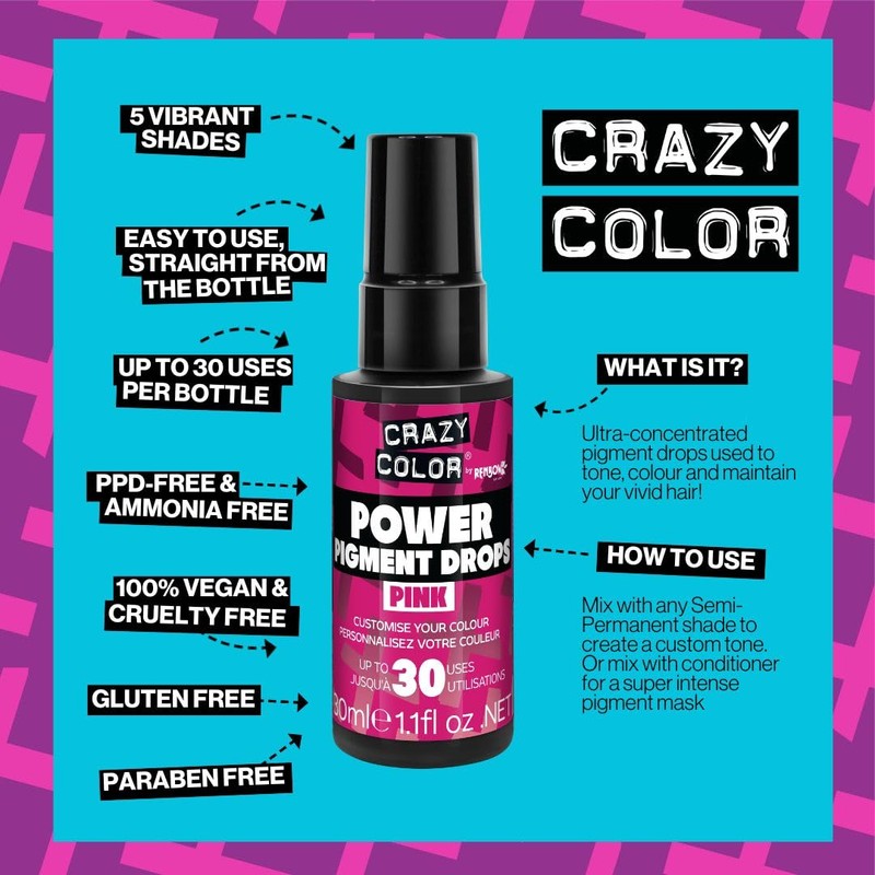 Crazy Color Pink Power Pigments 30 Uses | Ultra Concentrated