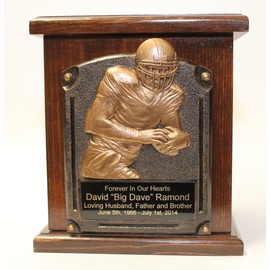 Football Large Size Wooden Cremation Urn, Sports Funeral Urns- with Personalization