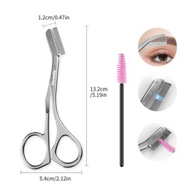 Firmlly Eyebrow Trimming Scissors, Eyebrow Scissors with Comb, Eyebrow Trimmer for Men/Women, Eyebrow Trimmer with Brush, Eyebrow Scissors for Precise Eyebrow Shaping, Silvery