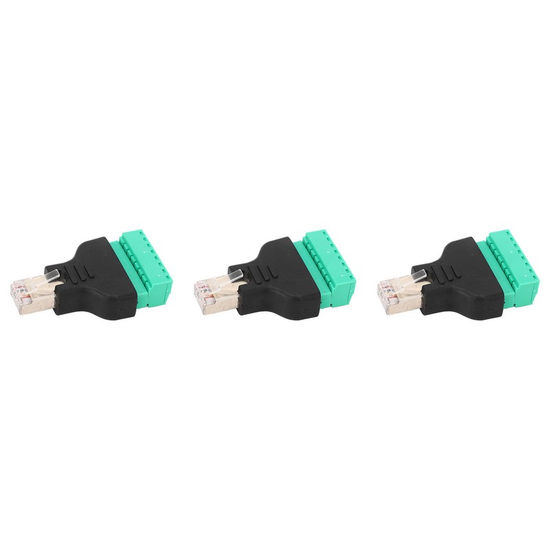 3Pcs RJ45 Screw Terminal Adapter RJ45 Female Thread to 8