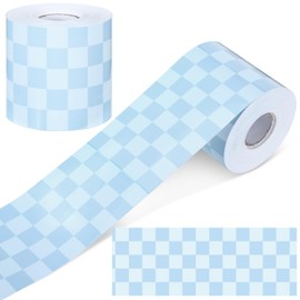 Zonon 65 Feet Checkerboard Bulletin Board Border Decorative Straight Wavy Rolled Border Trim Borders Classroom Back to School Decor(Blue)