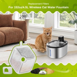 9 Packs Replacement Filters and Sponges for 152oz/4.5L Wireless Cat Water Fountain, ZEKIRY Cat Water Fountain Filters, 5-Layer Filtration System Pet Fountain Filters(9 Filter, 9 Sponge)