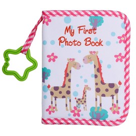 Baby Photo Albums, Soft Polyester Baby Album Photo Book Holds 17pcs 4X6" Pictures with Hook Colourful My First Family Photo Album Baby Memory Book for Newborn Toddler Kids(Giraffe)