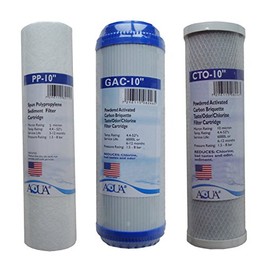 Reverse Osmosis Revolution Set of 3 10" Replacement Undersink Water Filtration Filters: Sediment, GAC, CTO Carbon Block