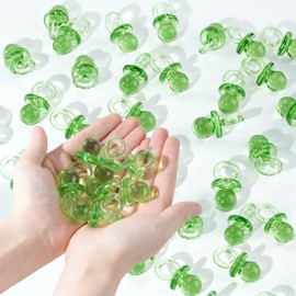 36 Acrylic Pacifiers for Baby Shower Game, 1.75 Inch Cute Baby Shower Pacifiers, Green Pacifiers for Baby Shower Decoration DIY, Gender Reveal Party Table Scatter, Baby Shower Favors (Green)