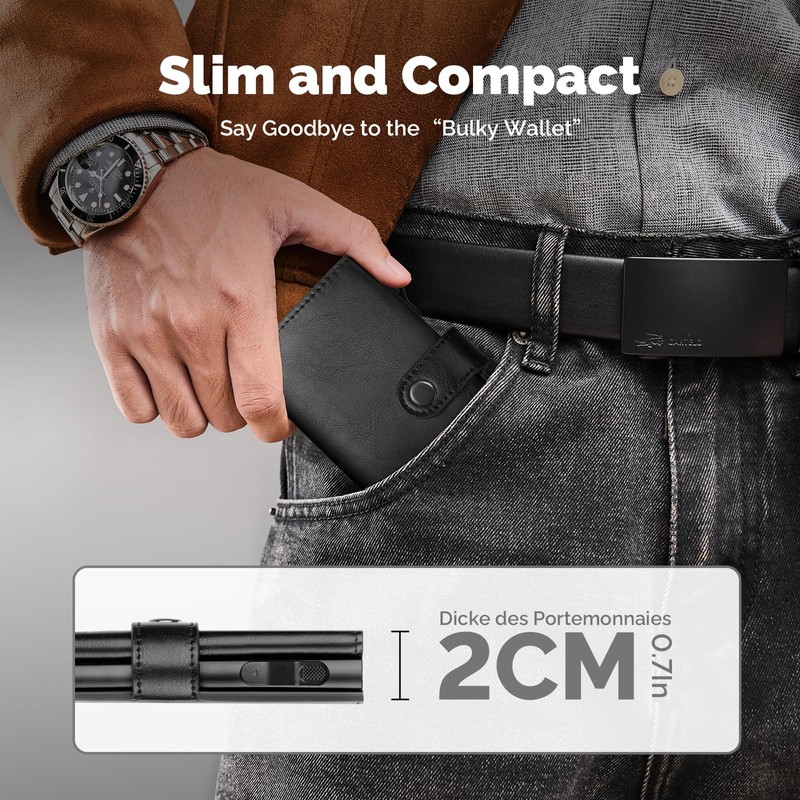 YESIIW Men's Slim Wallet with Large Capacity Pop-up Wallet for