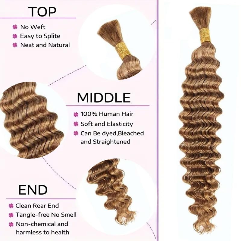 Human Braiding Hair for Boho Braids 14 Inch 50g Highlight