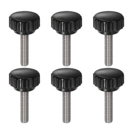 QUARKZMAN Pack of 6 Thumb Screws with Thread M6 x 25 mm x 22 mm Round Head Screw Stainless Steel 304 Round Handle Bolt Clamping Buttons 22 mm Hand Buttons Thumb Screws Tension Screw for Industrial