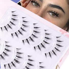 MSQ False Eyelashes Natural Look Eye Lashes Wispy Lashes Mink False Eyelashes Natural Wispy Lashes Soft Faux Mink Lashes Fluffy False Lashes