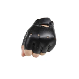 Long Keeper 4-11 Y Kids PU Leather Fingerless Gloves for Boys Girls Outdoor Sports Gloves (Black1)