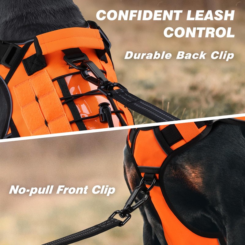 WINGOIN Orange Tactical Dog Harness for Medium Dogs, Heavy Duty