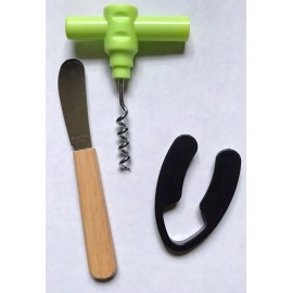True Travel Set Corkscrew, Cheese Knife, Wine Bottle Foil Cutter ~ Bundle of 3 Items