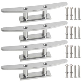 VEITHI 6 inch Boat Cleat Flat Top 4 Pack, 316 Stainless Steel Boat Dock Cleats,Rope Cleat,Dock Cleats with Screws for Marine or Nautical Decor and Dock Cleat Decorative.