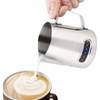Milk Jug with Thermometer,600Ml Stainless Steel Milk Frothing Pitcher and