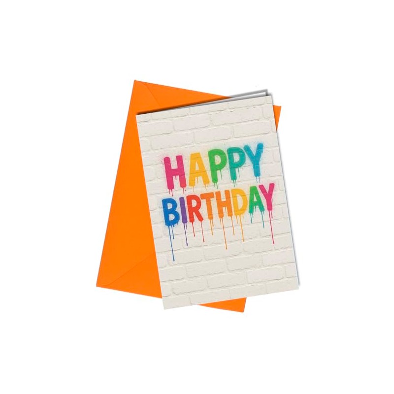Oscar Finks Graffiti Style Birthday Card, A5 Size, Rainbow Drip