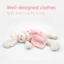 oits cute Floppy Bunny Stuffed Animals in Dress for Baby Girls Plush Toys 18 Inch (Pink Retro Dress)