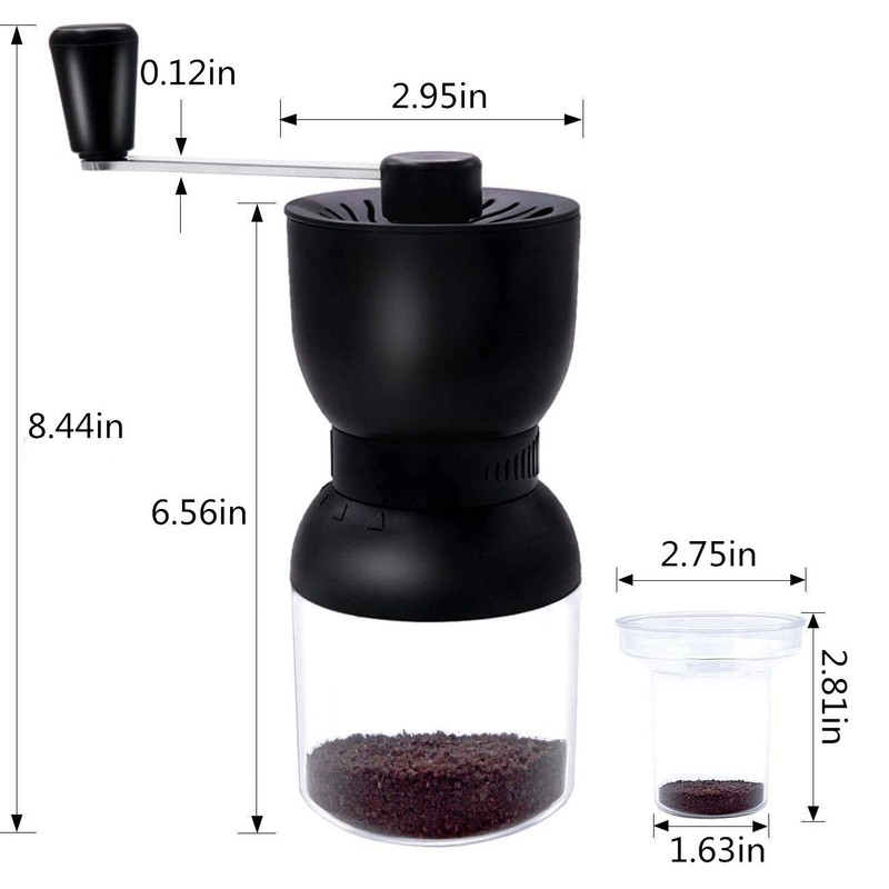 LHS Manual Coffee Grinder with Ceramic Burrs, Hand Coffee Bean