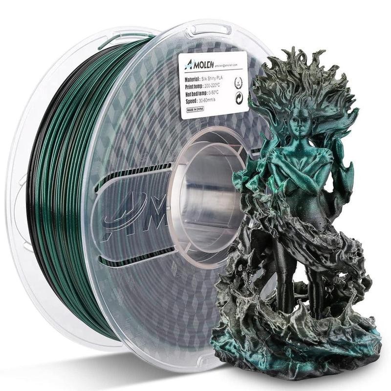 Amolen Silk Shiny Gradient PLA Filament, 1.75mm:_Silk Black & Shiny