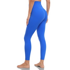 HeyNuts Yoga Pro 7/8 Leggings, High Waisted Soft Pants Buttery Workout Leggings Athletic Compression Yoga Pants 25'' Dazzling Blue L(12)