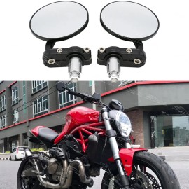 Dreamizer Motorcycle 7/8" Bar End Side Mirrors For Ducati Monster 1000 620 695 696 796 821