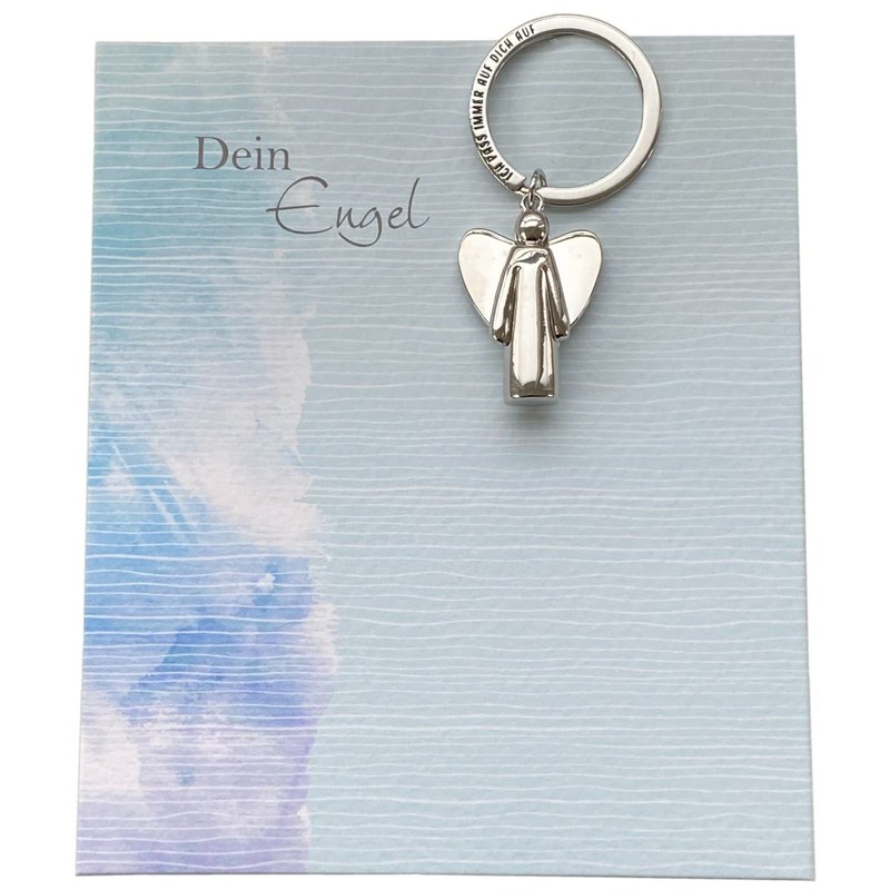 Butzon & Bercker Angel Keyring with Engraving "Ich Pass Immer
