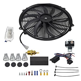 munirater 16 inch Electric Radiator Fan 3000 CFM 12V Thermostat Wiring Switch Relay Kit