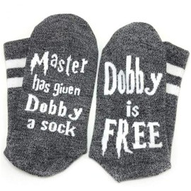 Dobby Socks, Dobby Is Free Knitted Words Unisex Combed Cotton Novelty Socks 1pack