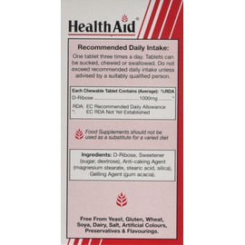 HealthAid D-Ribose 1000mg 90 Vegan Tablets