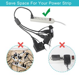 18 Inch Outdoor Power Extension Cord 3 Way Splitter- 1 to 3 Splitter Outlet Power Cable Black SJTW 16 AWG Indoor 3 Prong Extension Cord, 3-Outlet 1.5FT Electrical Short Extension Cord for Home/Office