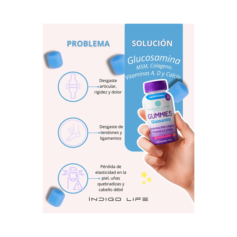 Gummies Glucosamina, MSM, Colageno, Vitaminas A, D y Calcio 242