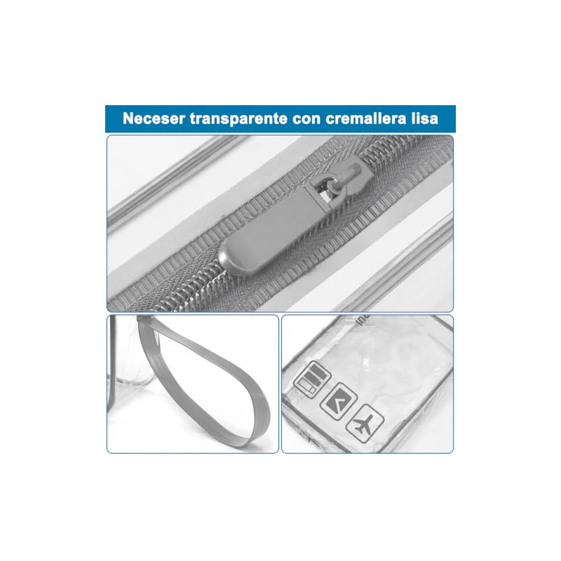 CGBE Set de 3 Neceseres de Viaje Transparentes Impermeables con