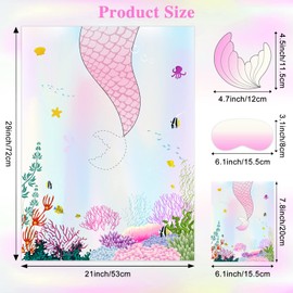NEBURORA Pin The Tail on The Mermaid with 24 Pcs Stickers for Mermaid Theme Party Supplies,Mermaid Party Favors,Girls Birthday Party Favor
