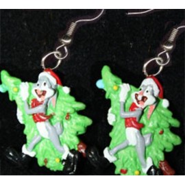 Team-Zebra Funky Earrings & Novelty Jewelry Funky BUGS BUNNY EARRINGS-SANTA TREE-Novelty Holiday Charm Fun Christmas Jewelry